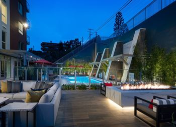 Pool at Night at Kinley West LA, Los Angeles, 90045